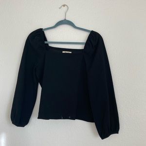 NWOT Madewell small never worn square neck black blouse top long sleeve